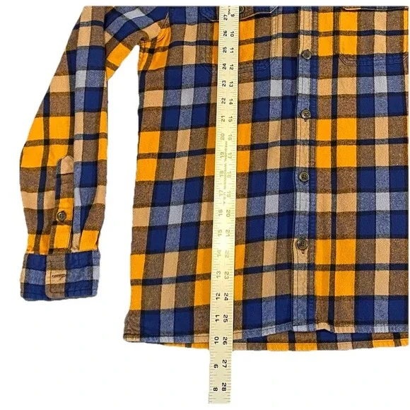 Aeropostale Men's Button Up Hoodie Flannel Blue Orange X-small - Picture 4 of 14